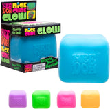 NeeDoh Nice Cube Glow Squeeze Toy with a Super Solid Squish Glows in The Dark 225 Cube Color May Vary Pack of 1