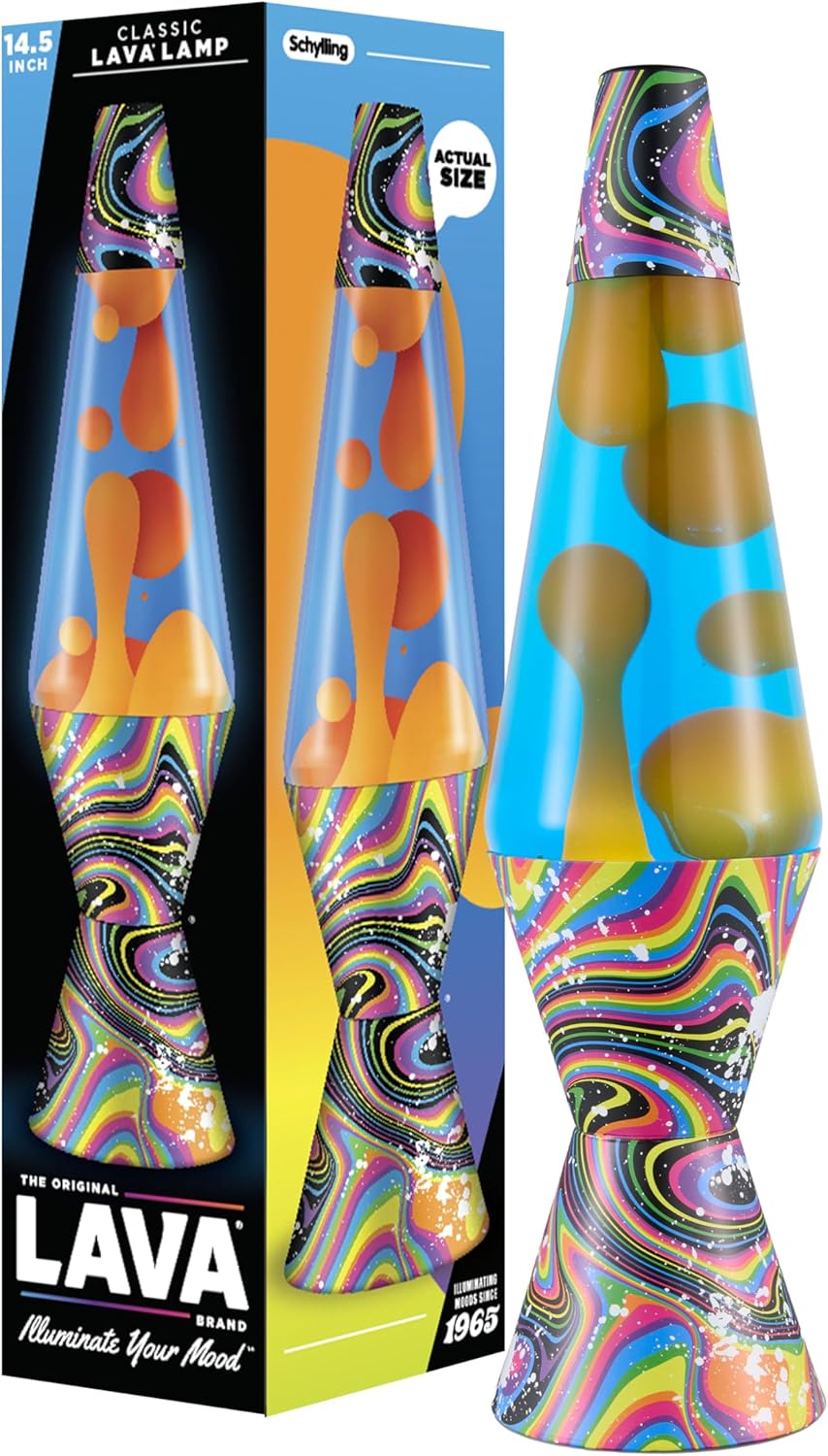 Lava The Original Lamp 145 Splattered Distortion Classic Liquid Motion Lamp Orange Wax and Blue Liquid Item 2427 Amazon Exclusive