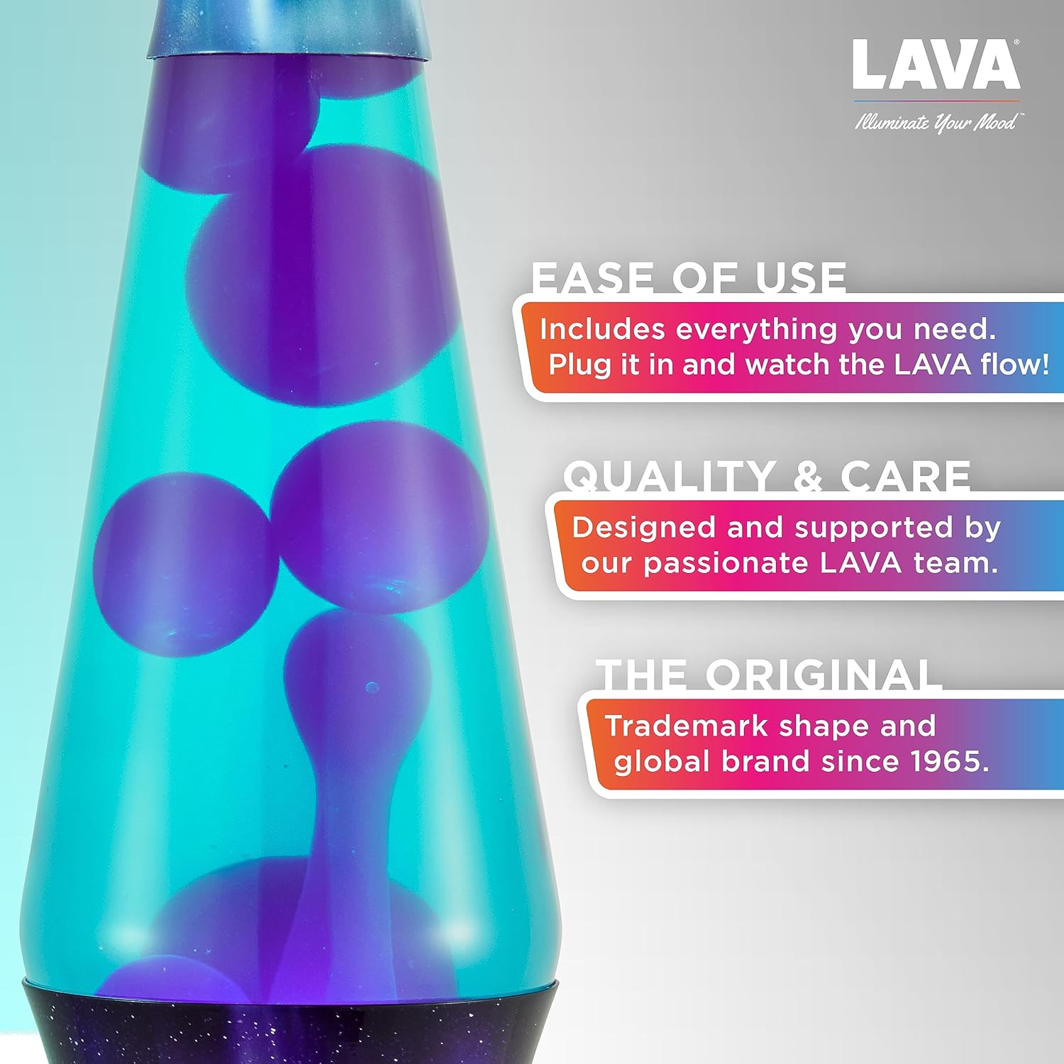 The Original Lava Lamp 145 Aurora Borealis Classic Liquid Motion Lamp Purple Wax and Blue Liquid Item 2047 Amazon Exclusive