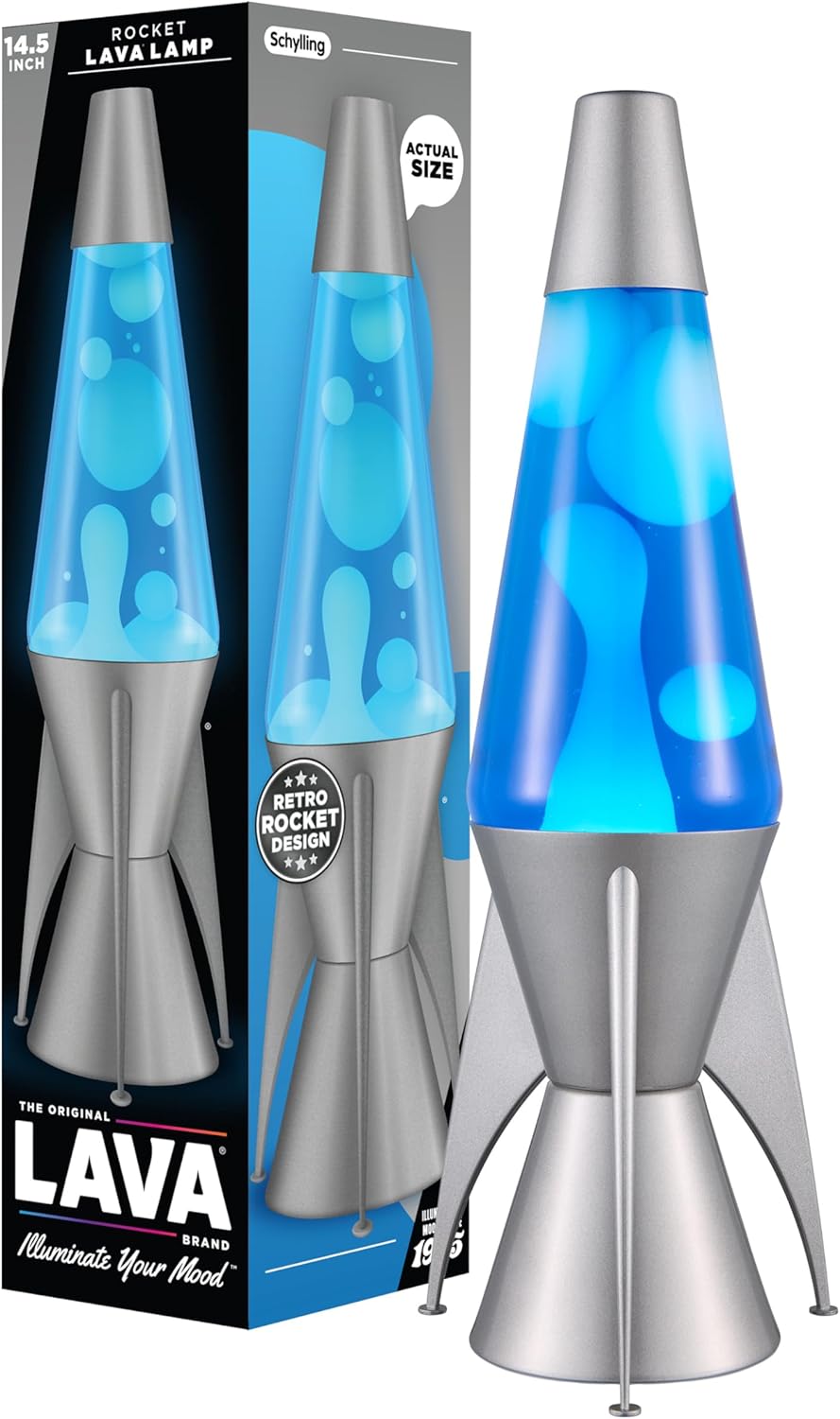 Lava The Original Lamp 145 Gray Stratosphere Retro Rocket Liquid Motion Lamp White and Blue Liquid Item 2390 Amazon Exclusive