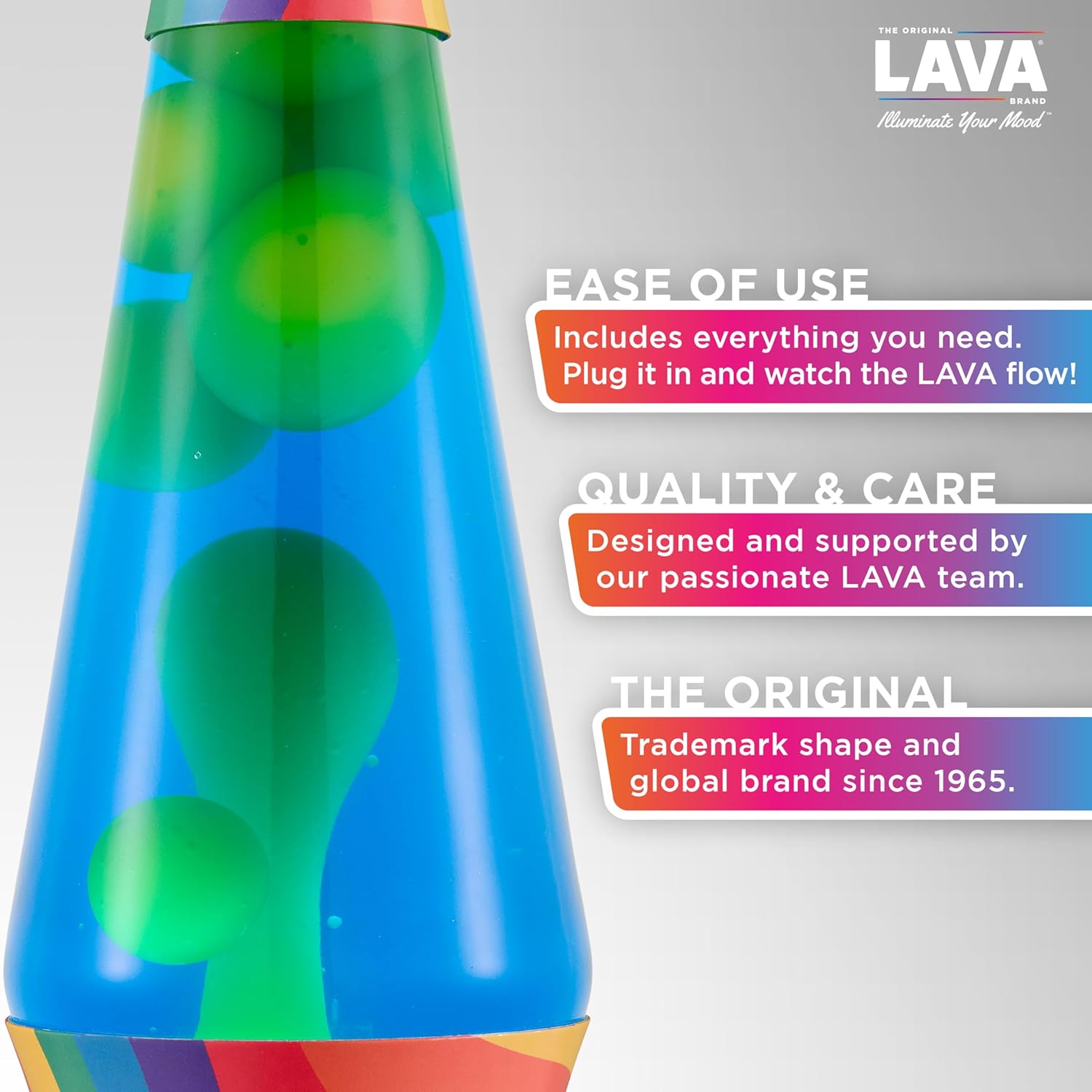 Lava The Original Lamp 145 Warped Rainbow Classic Liquid Motion Lamp Yellow Wax and Blue Liquid Item 2713 Amazon Exclusive