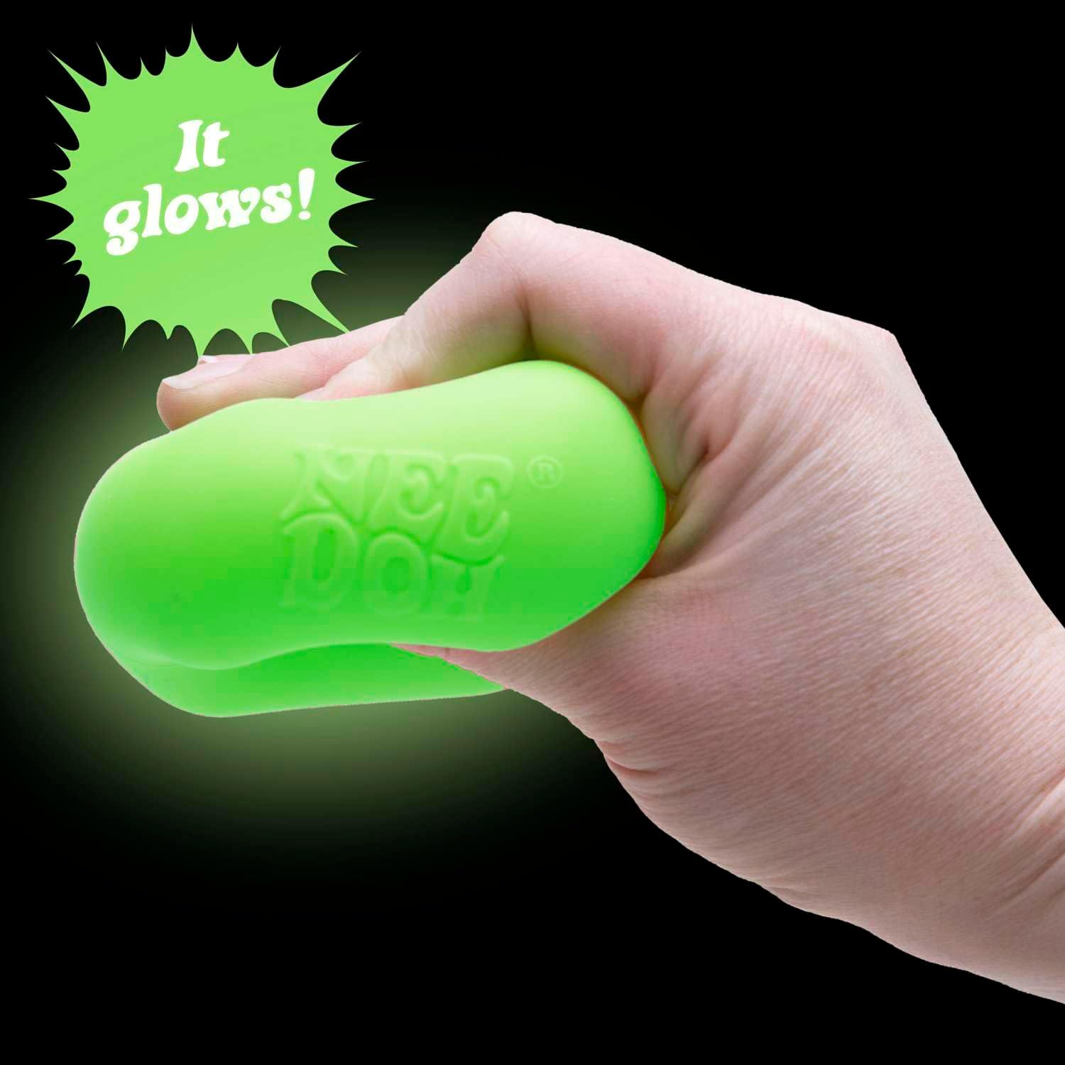 NeeDoh Nice Cube Glow Squeeze Toy with a Super Solid Squish Glows in The Dark 225 Cube Color May Vary Pack of 1