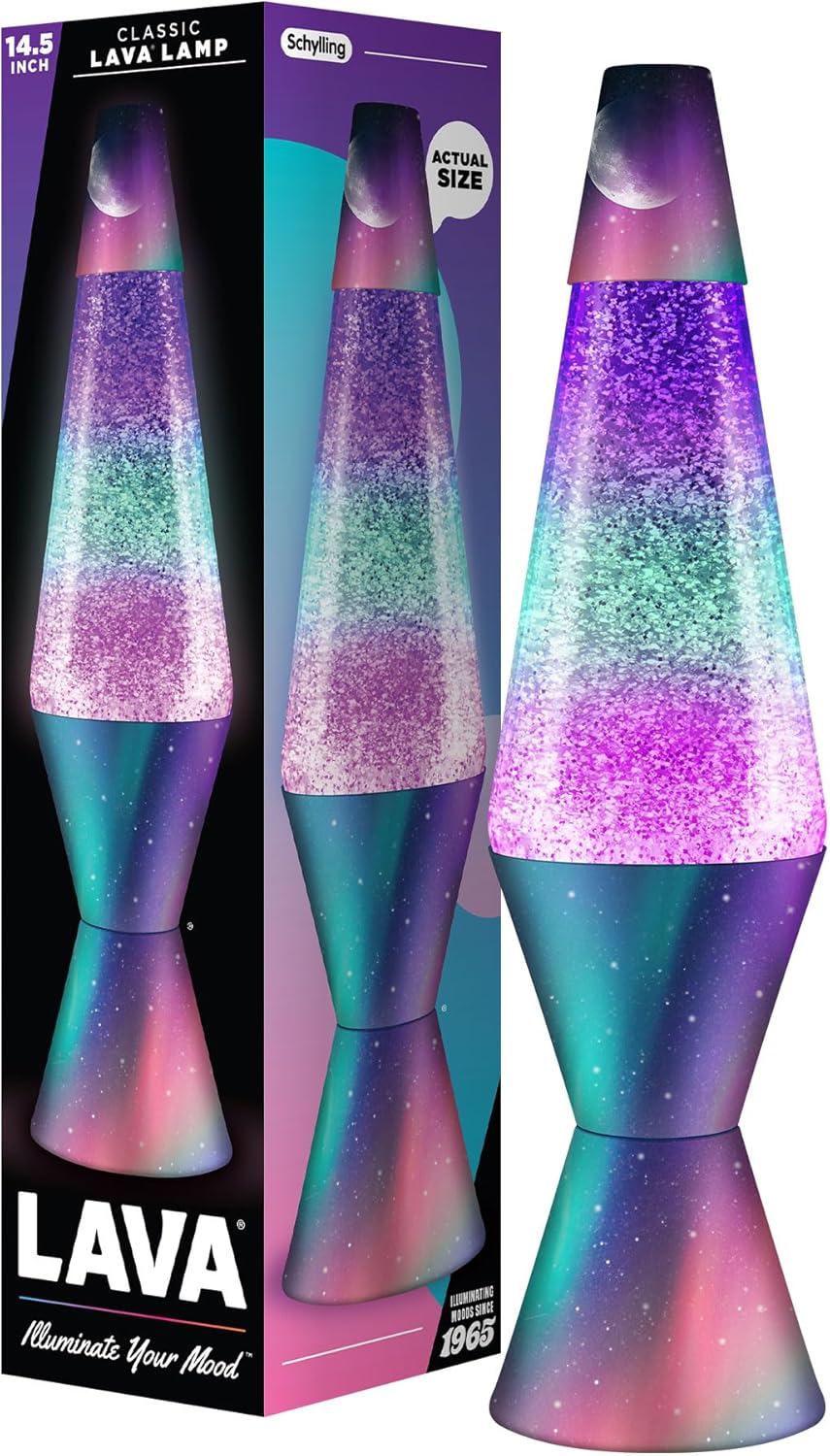Lava Lamp 145 Polar Glimmer The Original Motion Light Silver Glitter Multicolor Base and Globe Item 2048 Amazon Exclusive