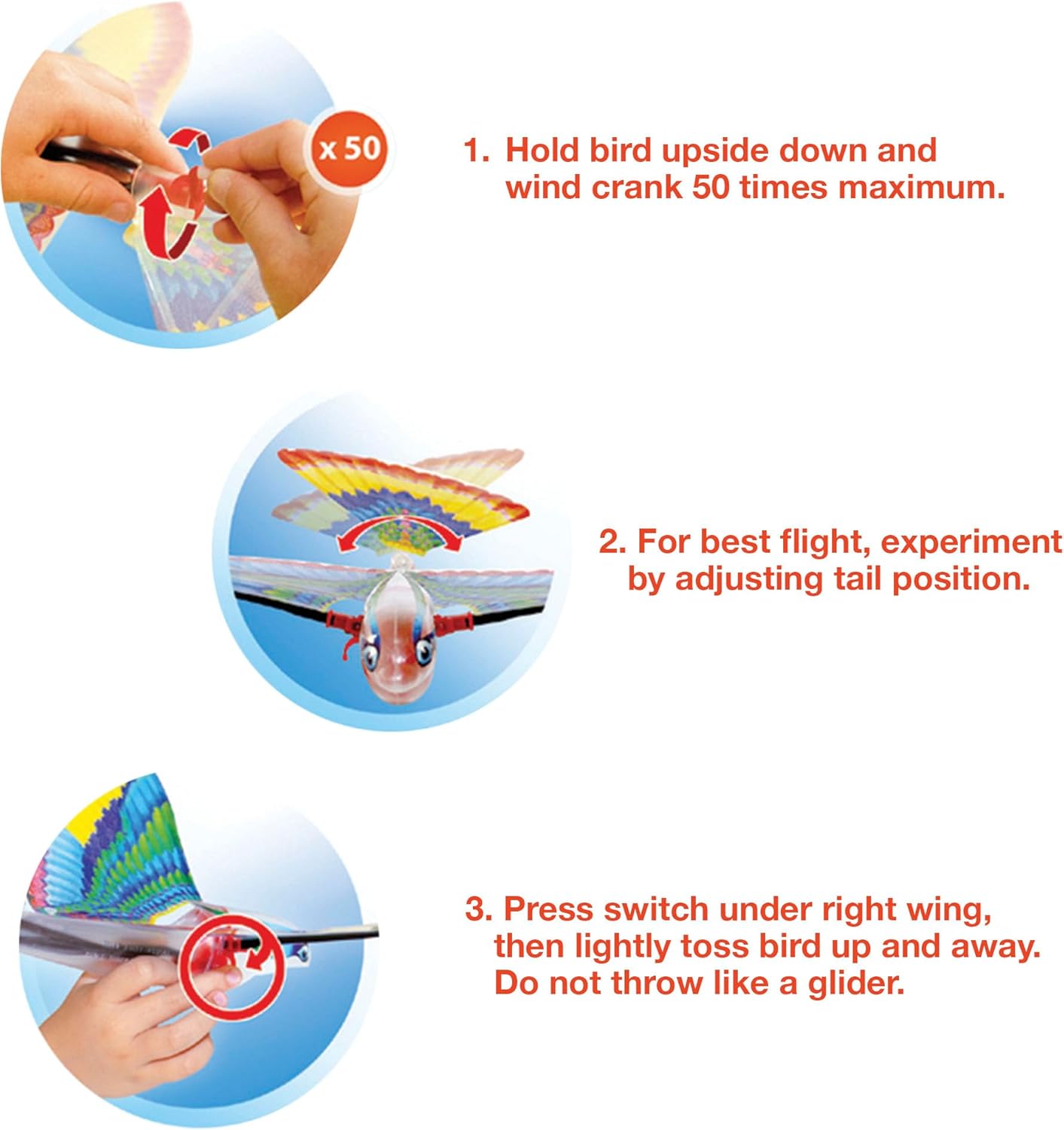 Tim Bird Flying Toy Rubberband Powered Mechanical Bird that Really Flies Wings Flap and Flies 50 Feet Ages 7 and Up