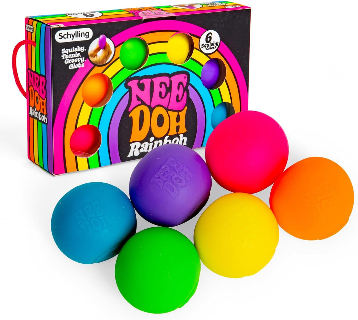 NeeDoh Rainboh Teenie Sensory Squeeze Toy Contains 6 Mini Groovy Globs 15 Wide Multicolored
