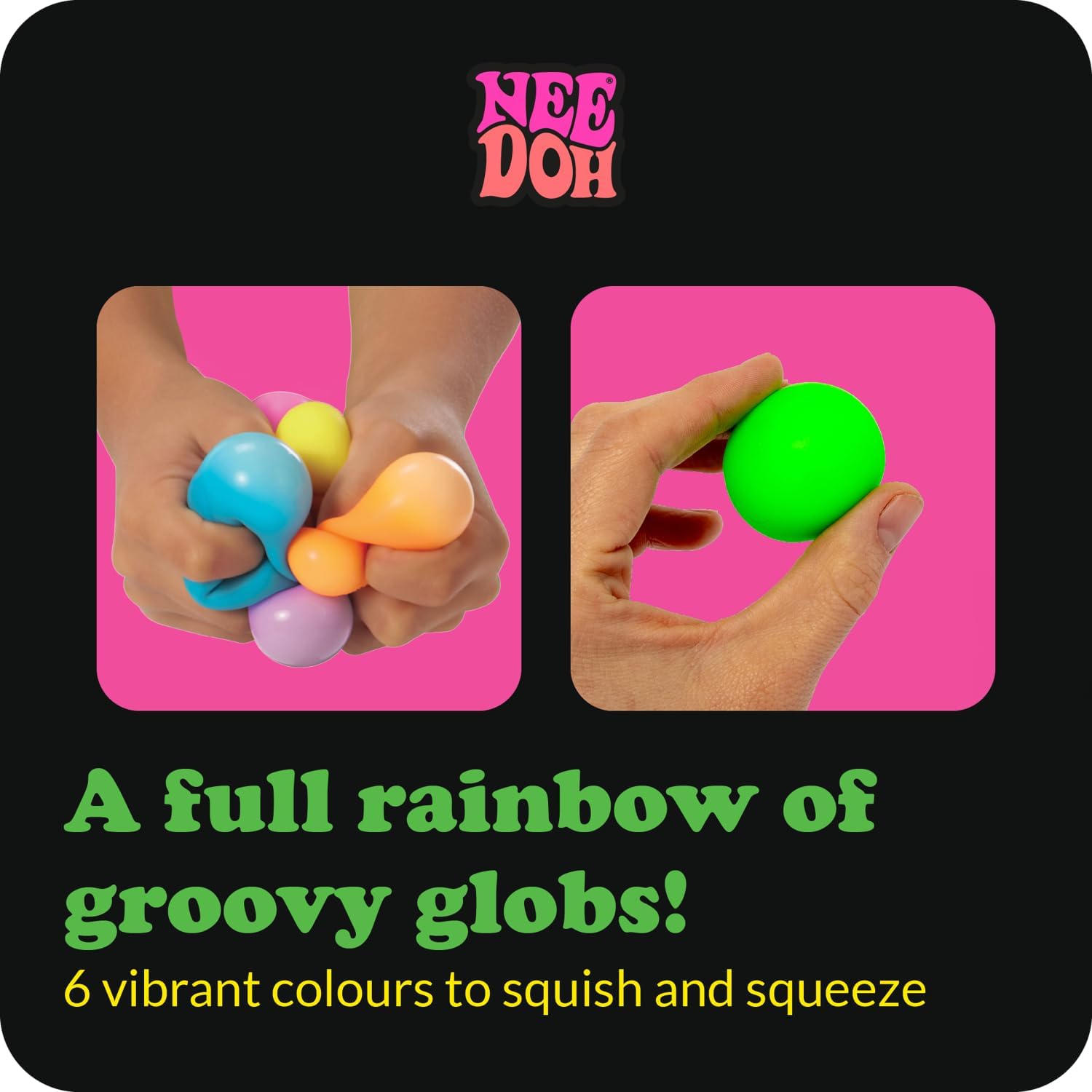 NeeDoh Rainboh Teenie Sensory Squeeze Toy Contains 6 Mini Groovy Globs 15 Wide Multicolored