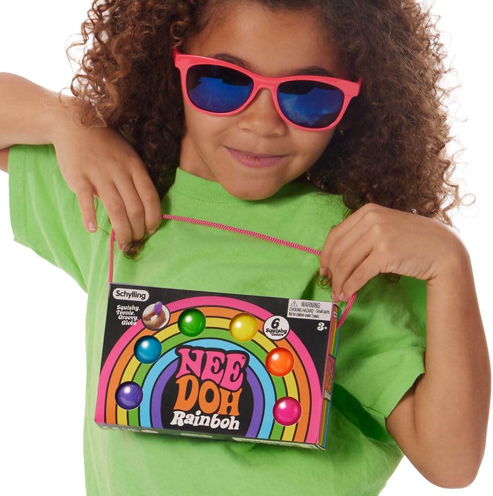 NeeDoh Rainboh Teenie Sensory Squeeze Toy Contains 6 Mini Groovy Globs 15 Wide Multicolored