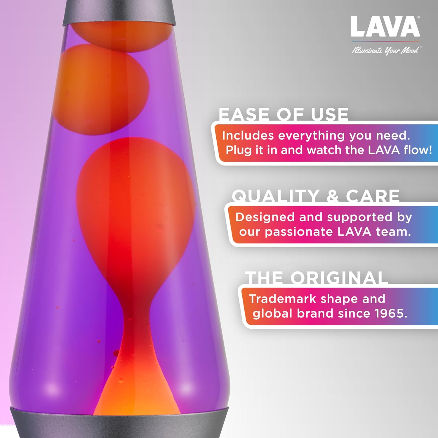 Lava Lamp 145 Purple Sunset The Original Motion Light Yellow Wax and Purple Liquid Item 2635 Amazon Exclusive