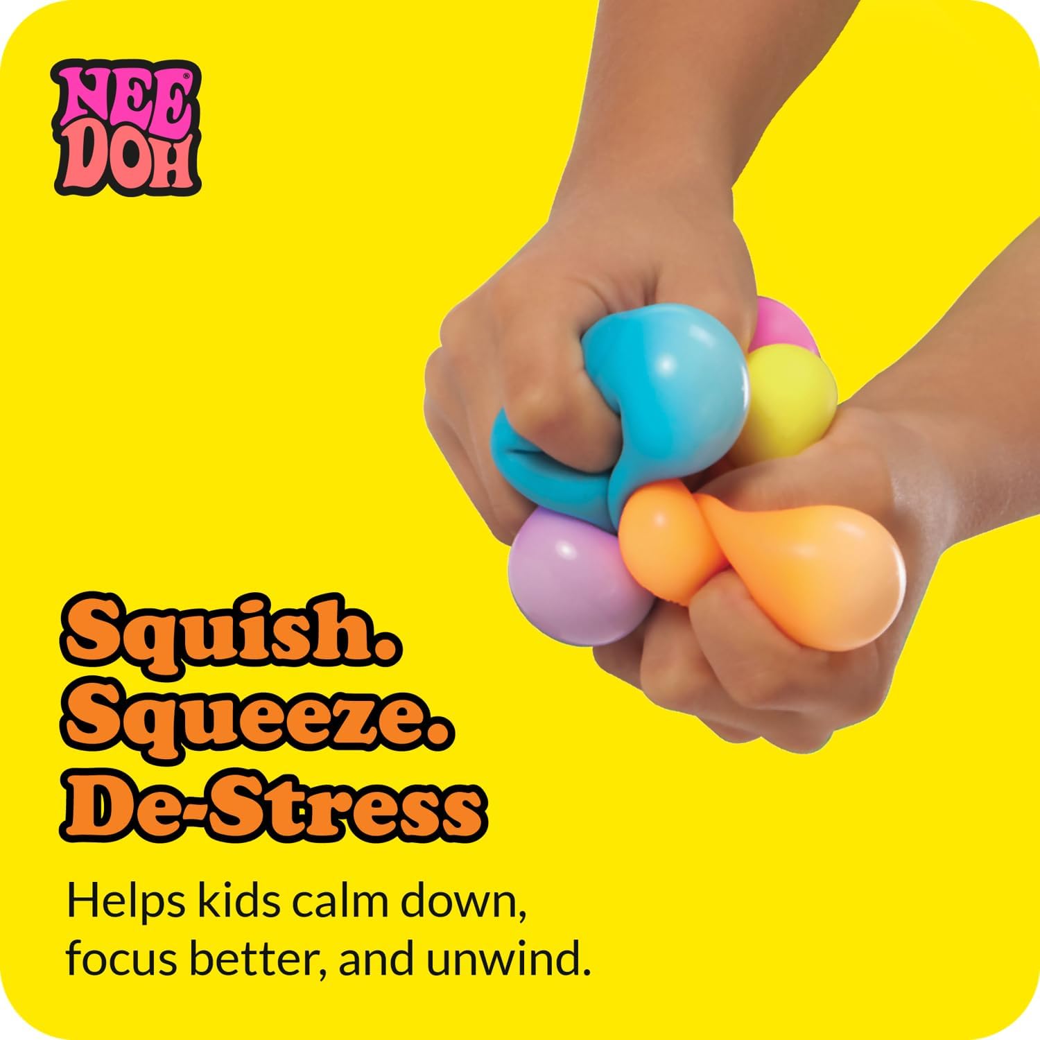 NeeDoh Rainboh Teenie Sensory Squeeze Toy Contains 6 Mini Groovy Globs 15 Wide Multicolored
