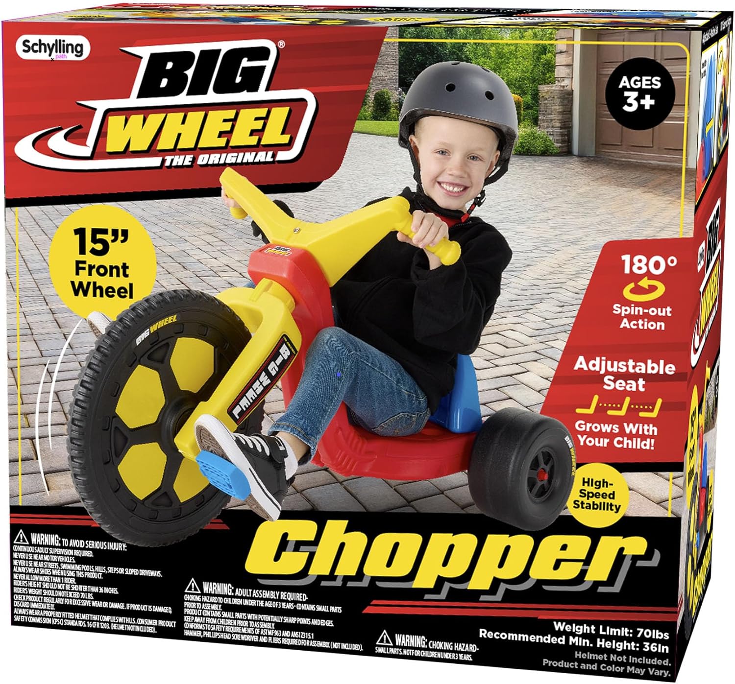 Big Wheel Chopper BWCHP Low Riding Tricycle with Adjustable Seat for Growing Child up to 70 lbs Original Classic Bike Ages 3 and Up