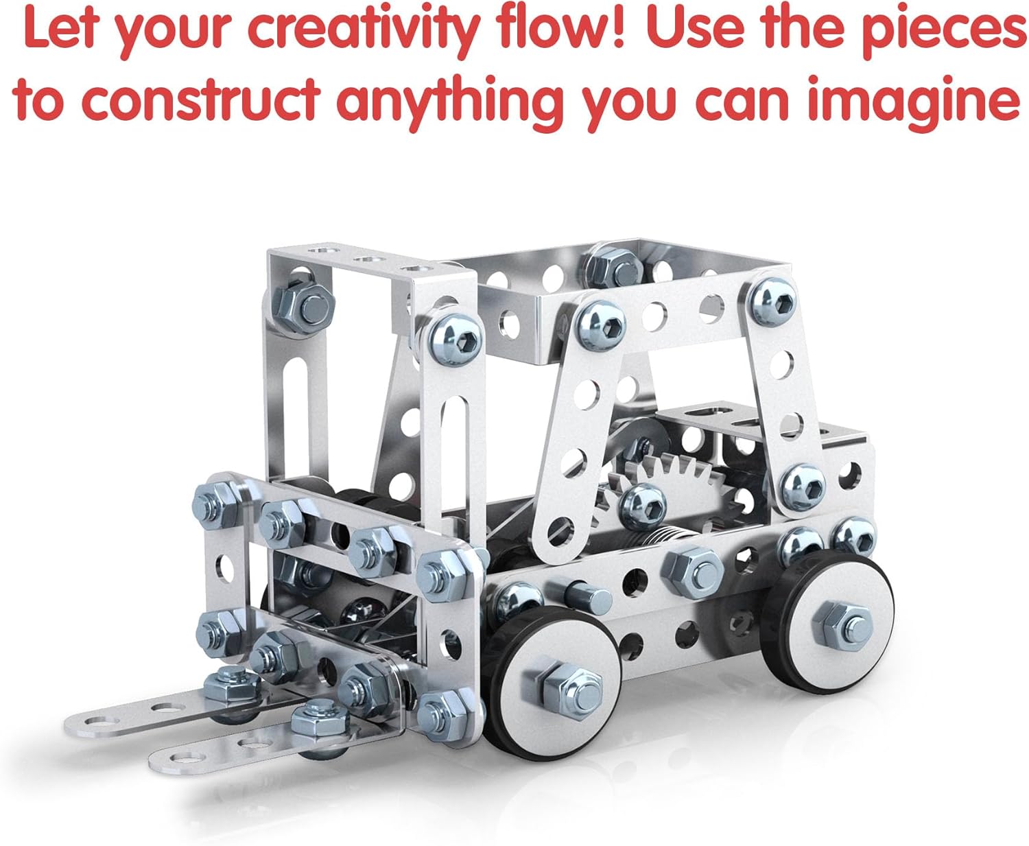 Steel Works Mechanical Multi Model Steel Building Set Includes 300 Pieces Tools and Instructions to Make 10 Different Models Ages 8 and Up