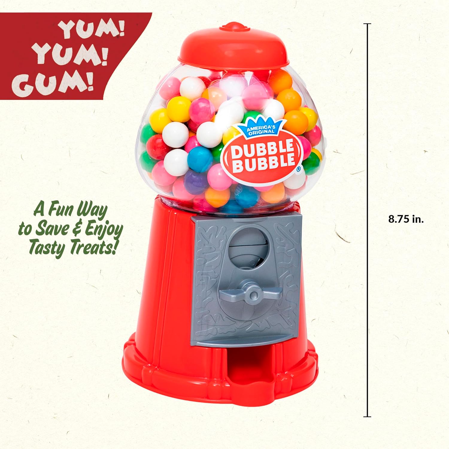 Brand Classic Retro Gumball Coin Bank 85 Tall Includes 45 Dubble Bubble Gumballs Ages 3
