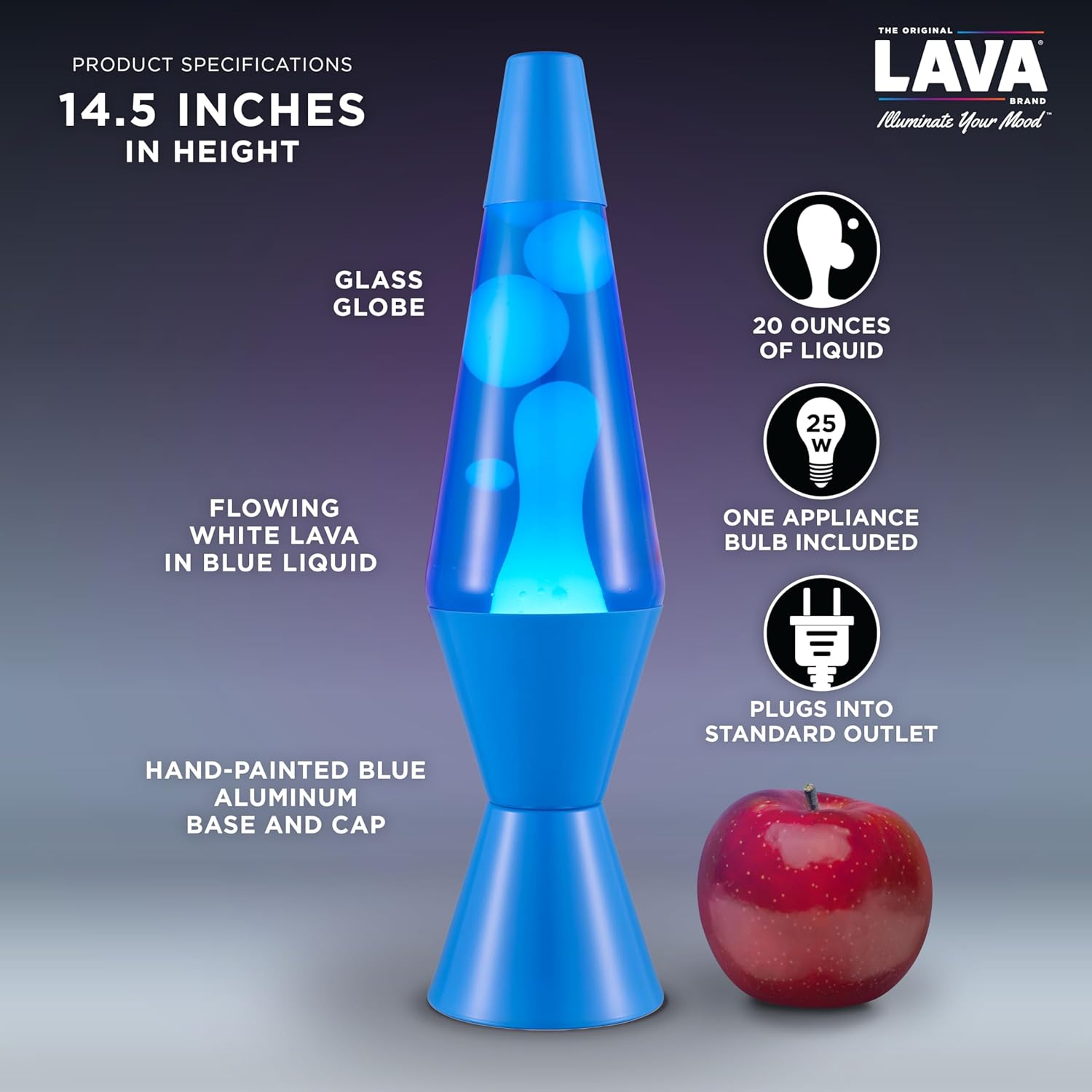 Lava The Original Lamp New 145 Cerulean Blue Classic Liquid Motion Lamp White Wax and Blue Liquid Item 2362 Amazon Exclusive