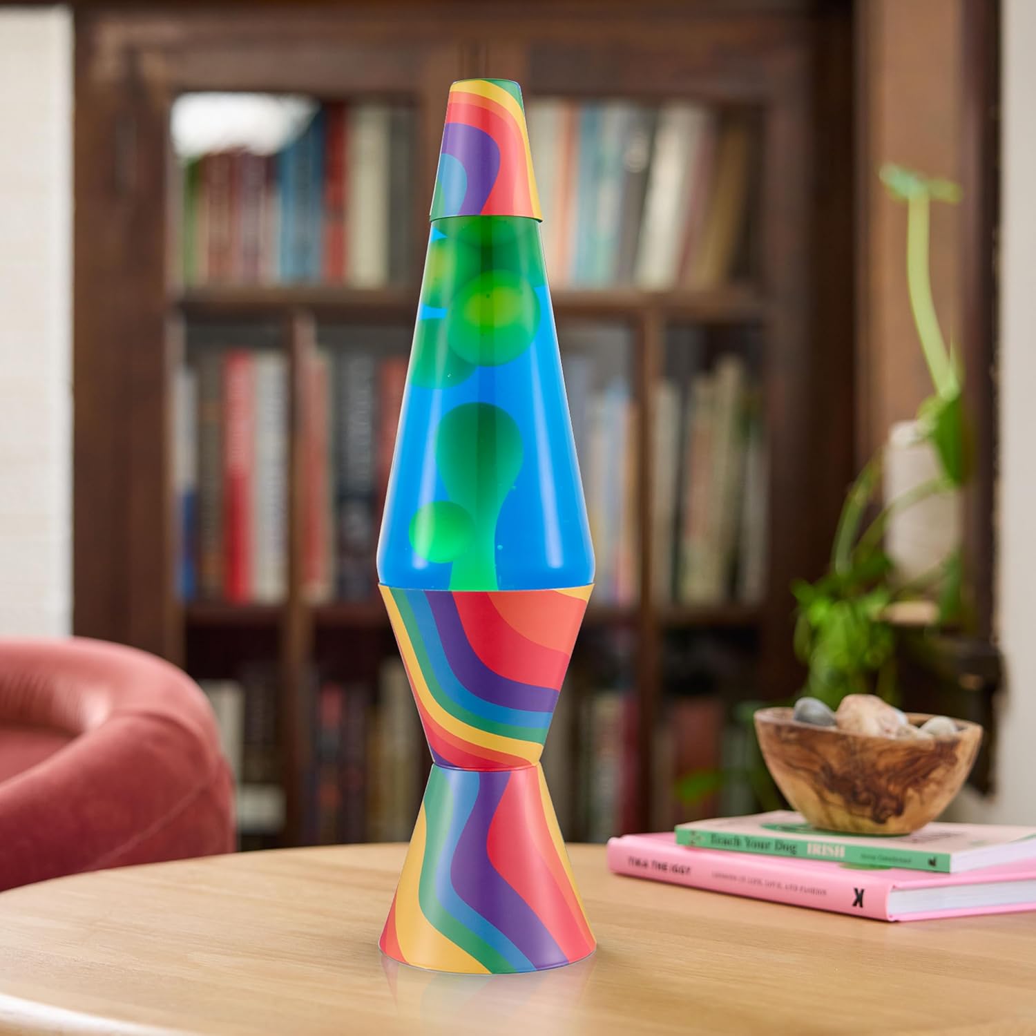 Lava The Original Lamp 145 Warped Rainbow Classic Liquid Motion Lamp Yellow Wax and Blue Liquid Item 2713 Amazon Exclusive