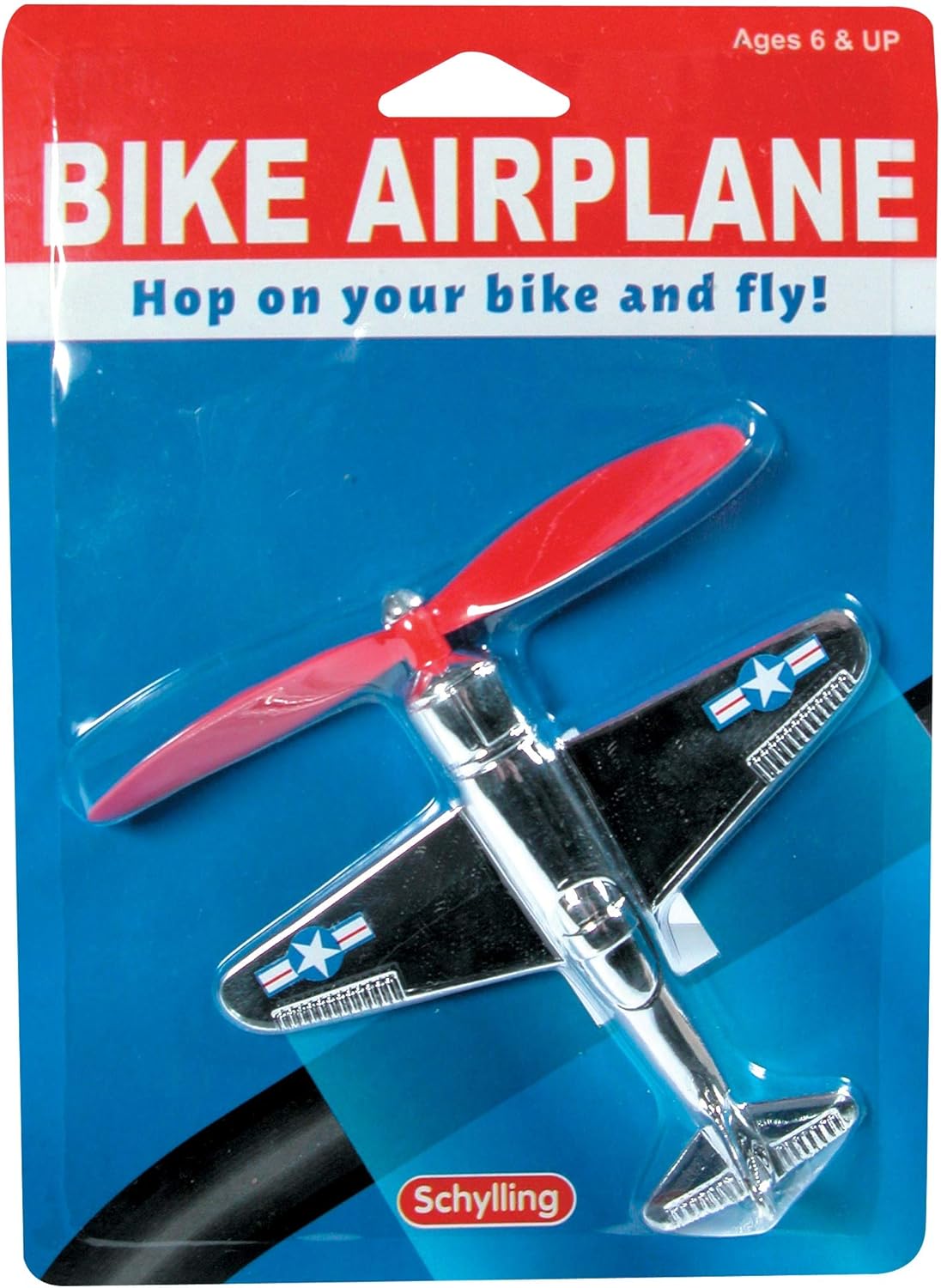 Bike Airplane Bicycle Accessory for Handlebars with Oversized Spinning Propeller Includes Airplane and Mounting Equipment Ages 6 and Up One Airplane