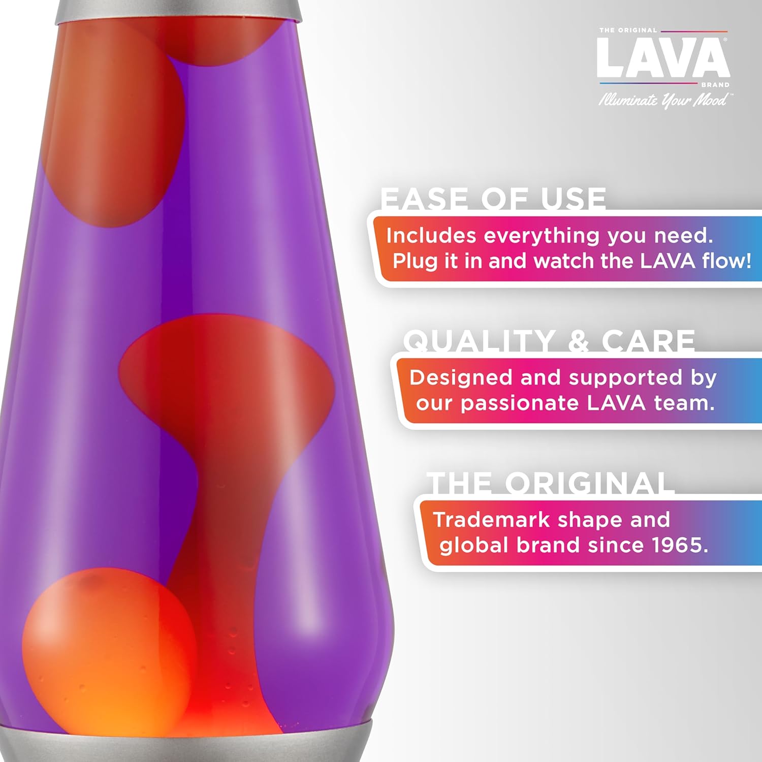The Original Lava Lamp Large 52oz 163 Vivid Twilight Classic Liquid Motion Lamp Orange Lava and Purple Liquid Item 5119 Amazon Exclusive