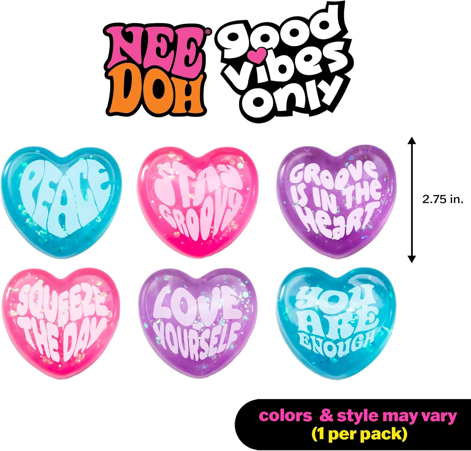 Needoh Good Vibes Only Sensory Squeeze Toy Colors May Vary 1 Per Pack