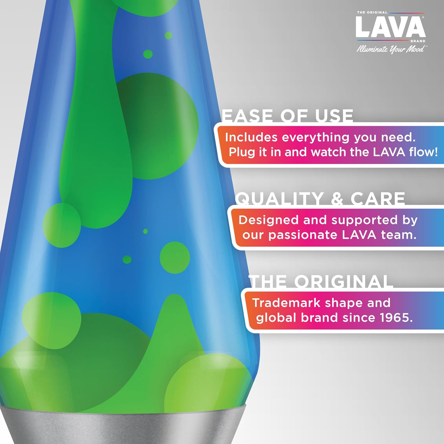 Lava The Original Lamp 163 Emerald Tide Classic Liquid Motion Lamp Yellow Wax and Blue Liquid Item 5139 Amazon Exclusive