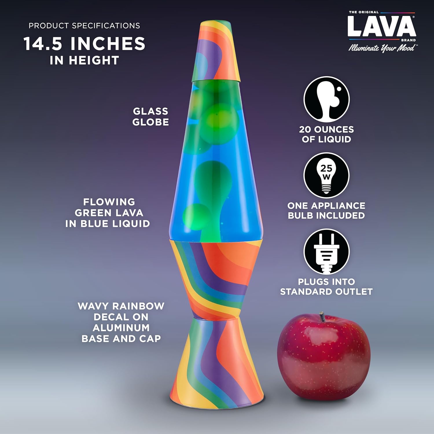 Lava The Original Lamp 145 Warped Rainbow Classic Liquid Motion Lamp Yellow Wax and Blue Liquid Item 2713 Amazon Exclusive