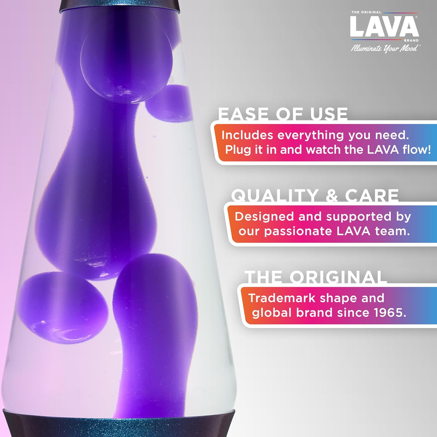 Lava The Original Lamp 145 Black Iris Classic Liquid Motion Lamp Purple Wax and Clear Liquid Item 2425 Amazon Exclusive