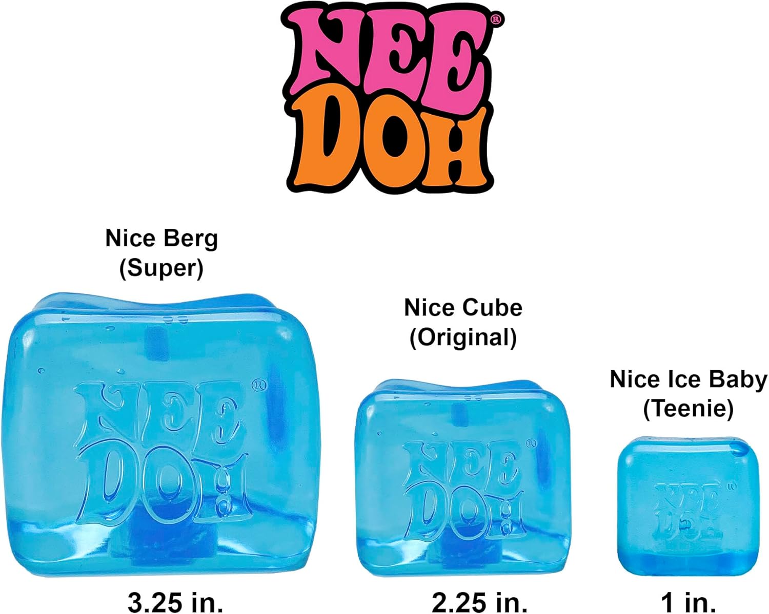NeeDoh Nice Ice Baby Sensory Squeeze Toy Super Solid Squish 125 Wide Color May Vary Pack of 1
