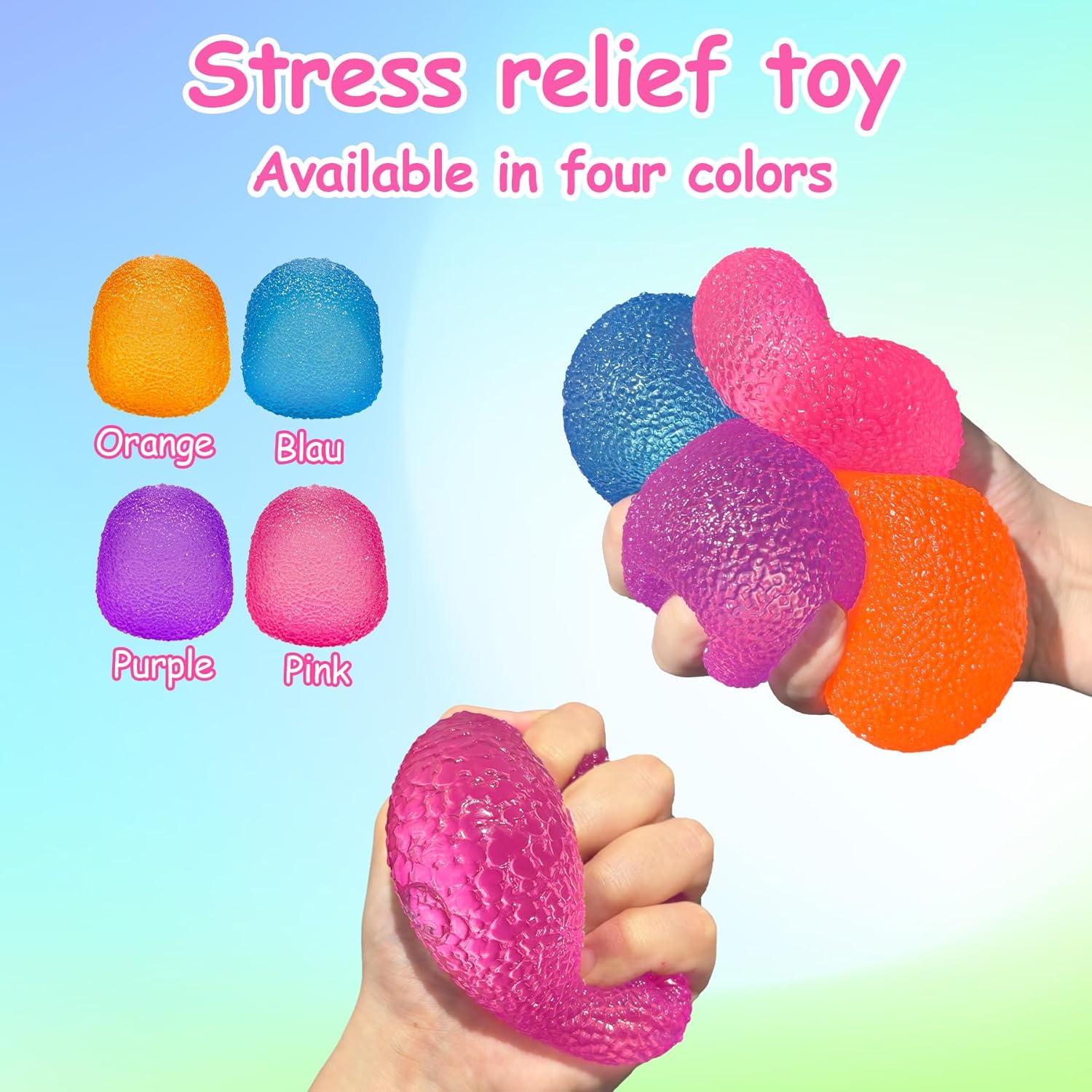 Squishy Fidget Toys Stress for Kids and Adults Super Solid Squeeze Ball Sensory for Stress Relief Birthday Easter Basket Stuffers and Party FavorsPink