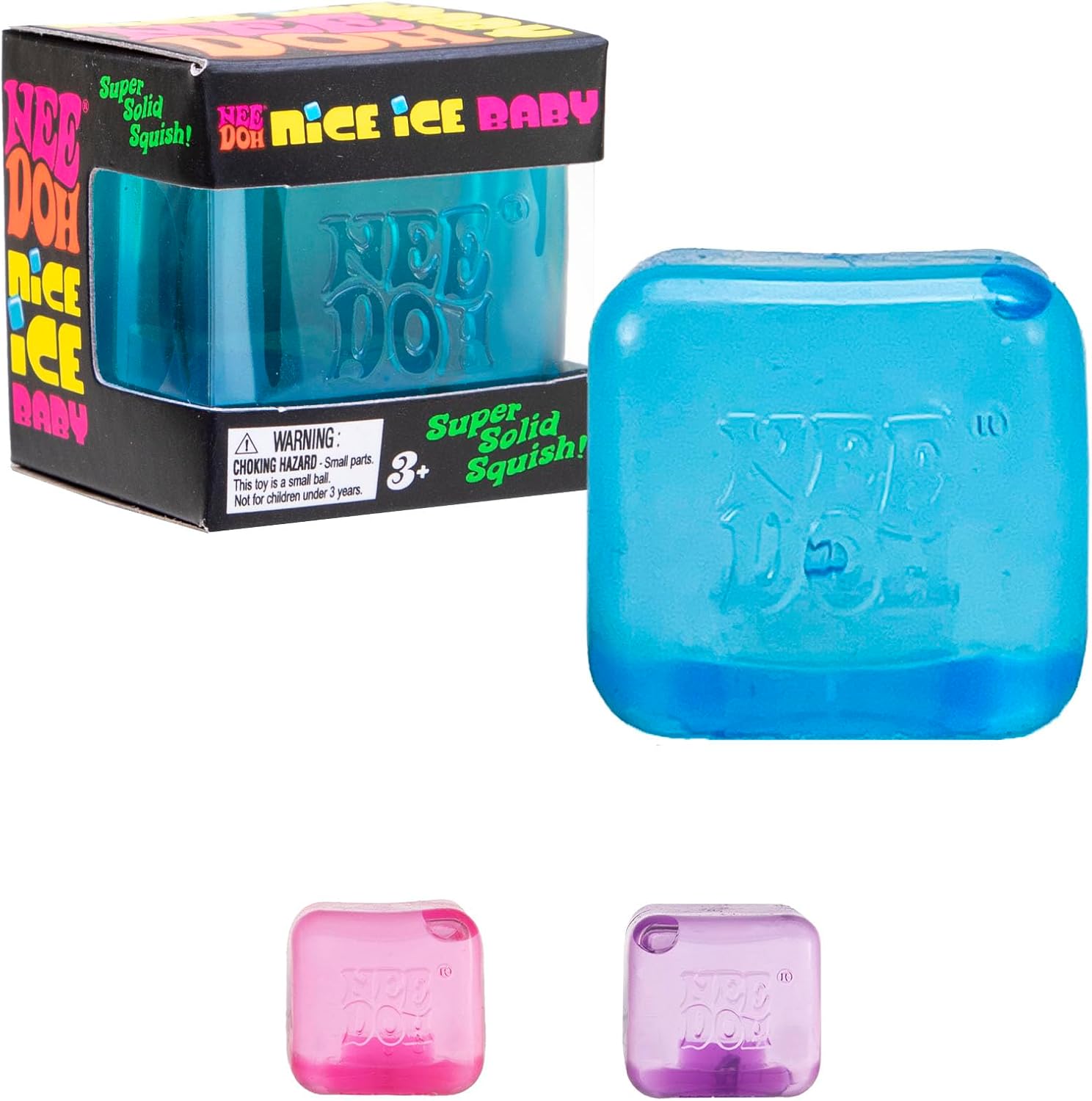 NeeDoh Nice Ice Baby Sensory Squeeze Toy Super Solid Squish 125 Wide Color May Vary Pack of 1