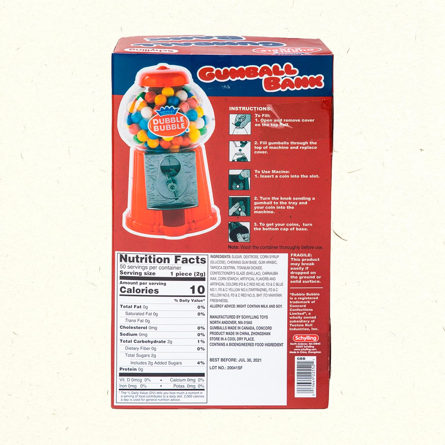 Brand Classic Retro Gumball Coin Bank 85 Tall Includes 45 Dubble Bubble Gumballs Ages 3