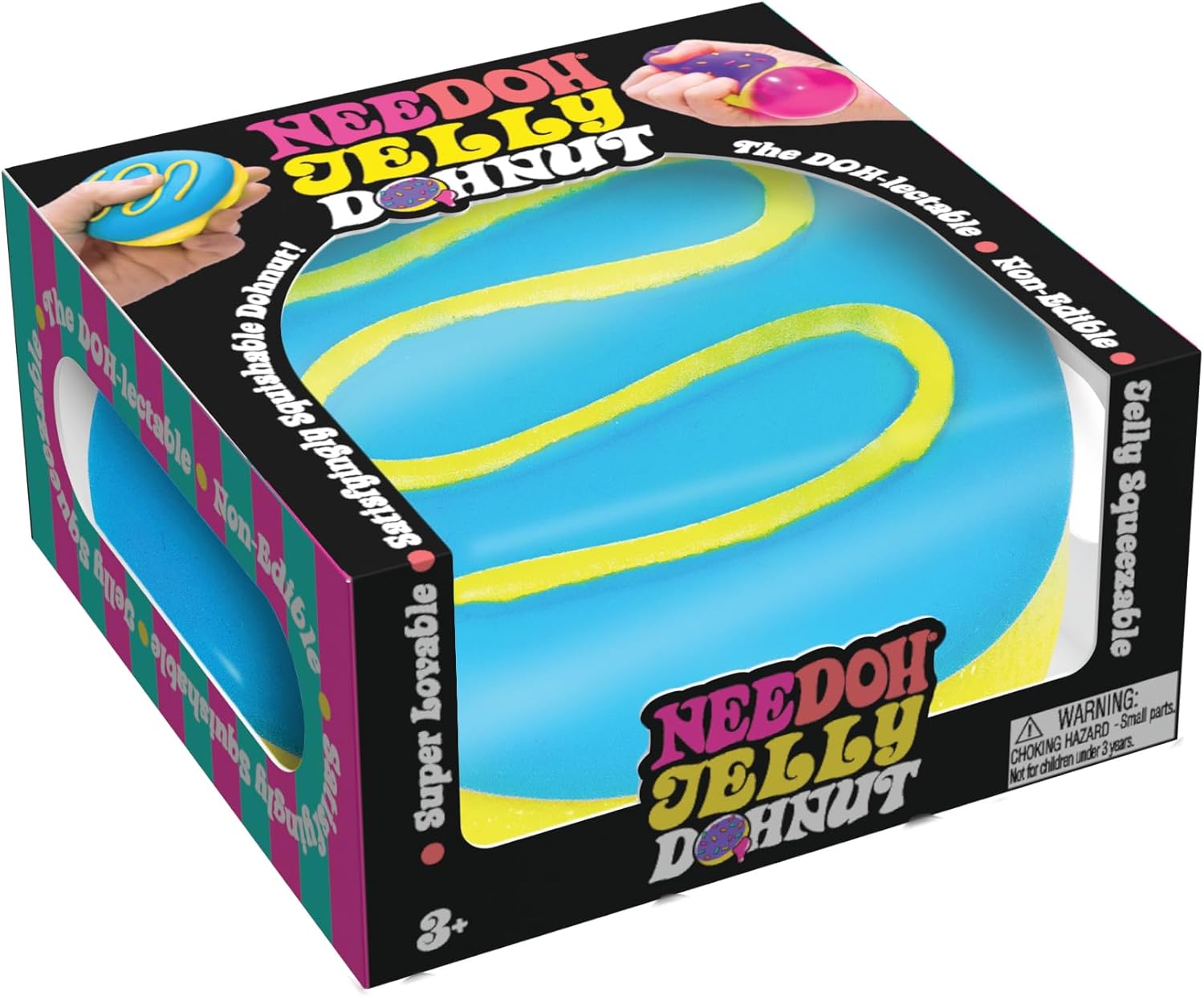 NeeDoh Jelly Donut Sensory Squeeze Toy Jelly Like Filling 3 Wide Color May Vary Pack of 1