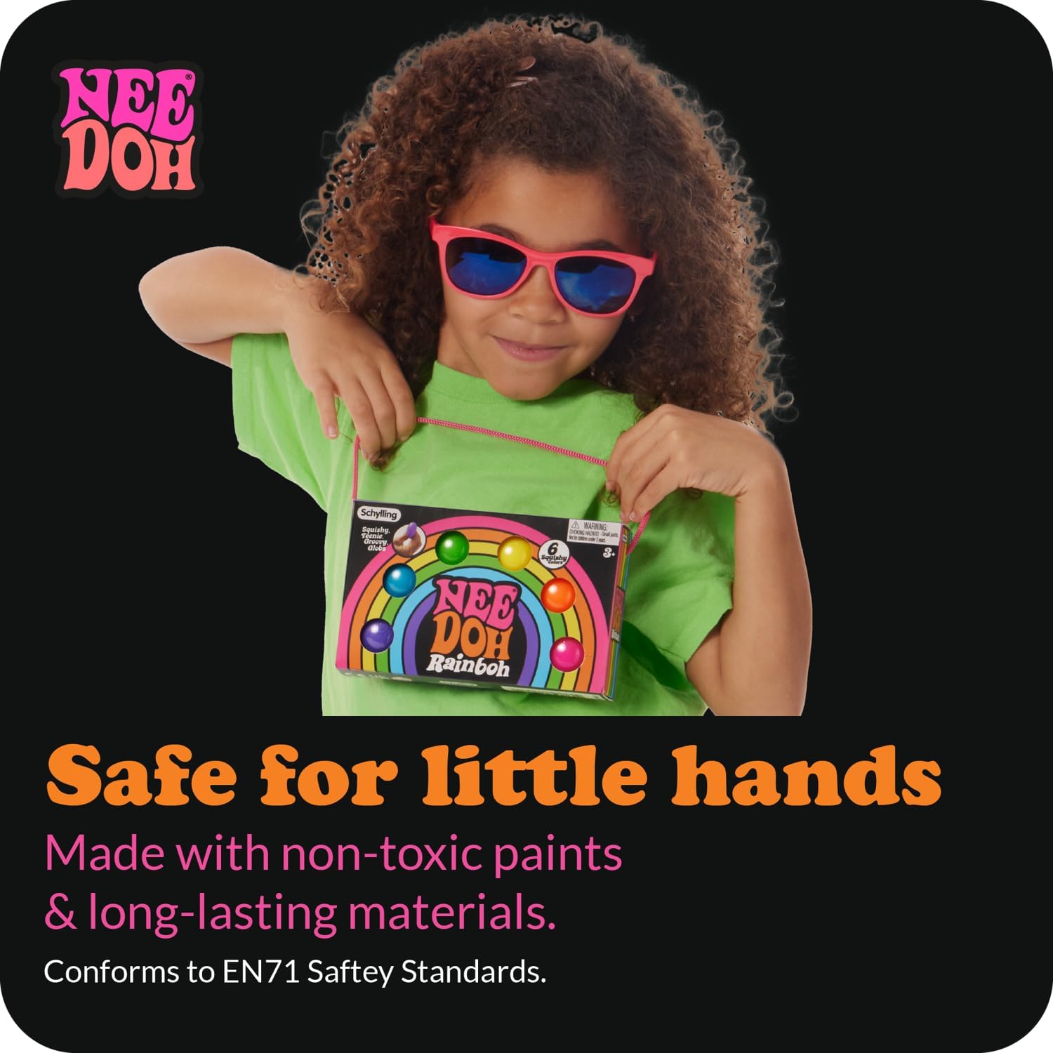 NeeDoh Rainboh Teenie Sensory Squeeze Toy Contains 6 Mini Groovy Globs 15 Wide Multicolored