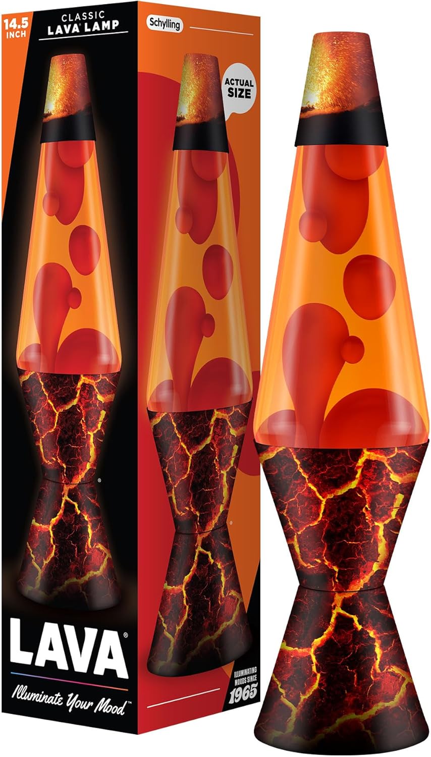The Original Lava Lamp 145 Volcanic Crags Classic Liquid Motion Lamp Red Wax and Orange Liquid 2078 Amazon Exclusive