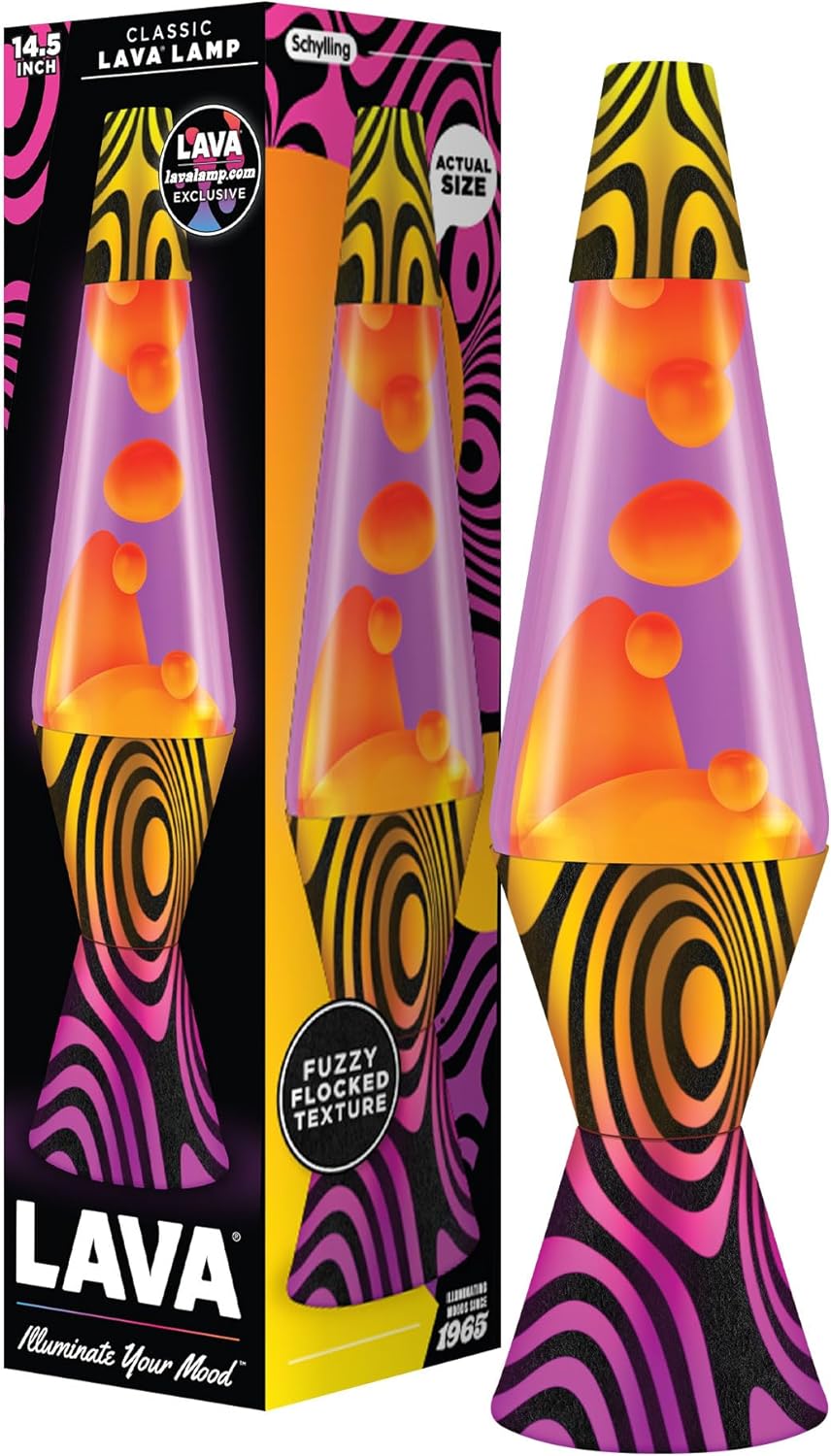 Lava Lamp 145 Groovy Gradient Flocked Base The Original Motion Light Yellow Wax and Purple Liquid Item 2015