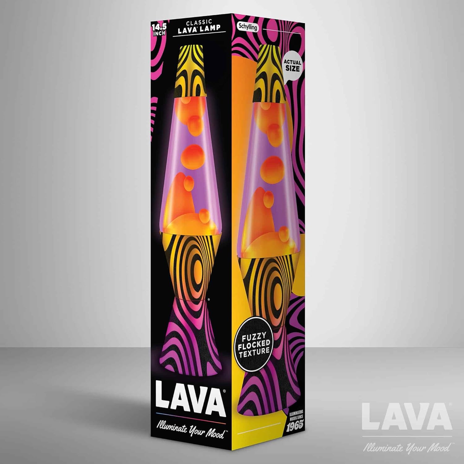 Lava Lamp 145 Groovy Gradient Flocked Base The Original Motion Light Yellow Wax and Purple Liquid Item 2015