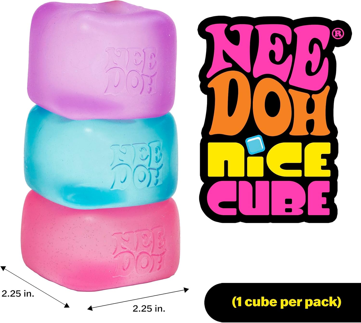 NeeDoh Nice Cube Sensory Squeeze Toy with Super Solid Squish 225 Cube